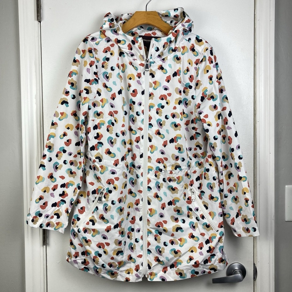 Johnston And Murphy NWT Womens Leopard Print Anorak Rain Jacket Hooded sz M‎ - Picture 2 of 9